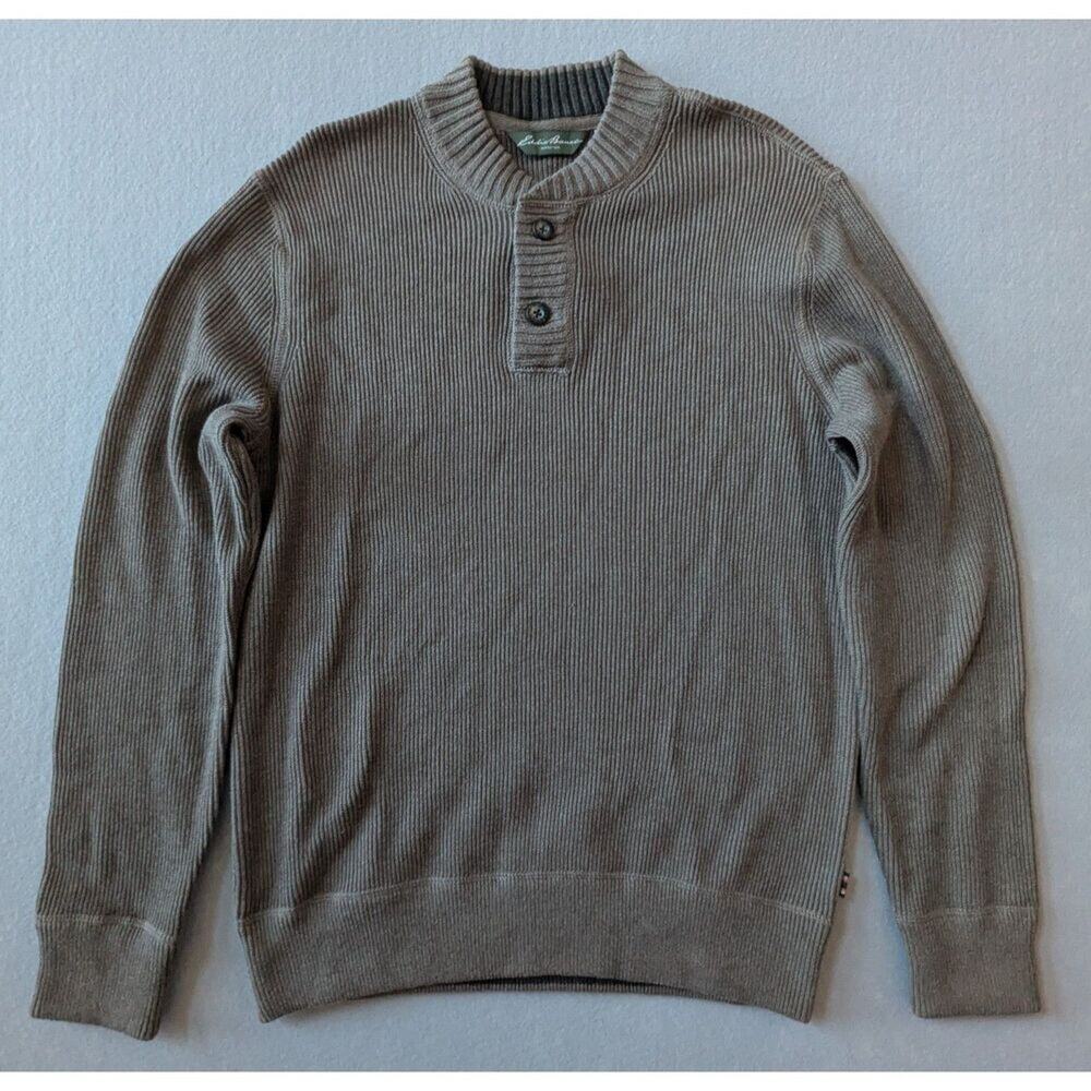 NWT Eddie Bauer 1/4 Button Ribbed Henley Style Sweater Size L - Picture 1 of 5
